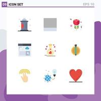 Group of 9 Modern Flat Colors Set for success heart red love search Editable Vector Design Elements