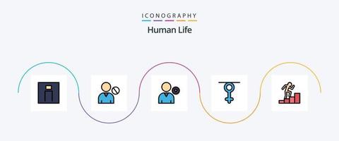 Human Line Filled Flat 5 Icon Pack Including queen. gender. people. love. human vector
