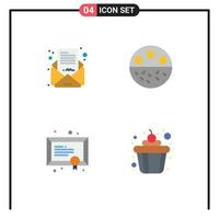 4 Flat Icon concept for Websites Mobile and Apps business mail diploma mail mineral school Editable Vector Design Elements