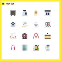 Group of 16 Flat Colors Signs and Symbols for design data disease message lock Editable Pack of Creative Vector Design Elements