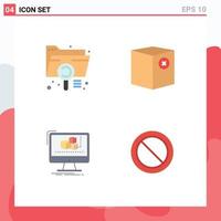 Set of 4 Commercial Flat Icons pack for analysis shipping extension commerce computer Editable Vector Design Elements