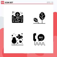 Set of 4 Modern UI Icons Symbols Signs for creative nature form eco outdoor Editable Vector Design Elements