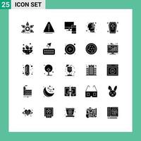 Set of 25 Vector Solid Glyphs on Grid for growth investment logistic human pc Editable Vector Design Elements