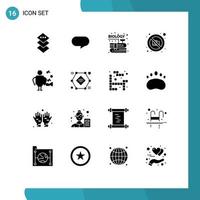 Modern Set of 16 Solid Glyphs Pictograph of internet of things music garden artist no Editable Vector Design Elements