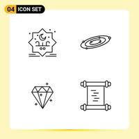 Universal Icon Symbols Group of 4 Modern Filledline Flat Colors of star diamound stamp planets sucess Editable Vector Design Elements