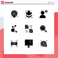 Modern Set of 9 Solid Glyphs and symbols such as search document profile transfer crypto currency Editable Vector Design Elements