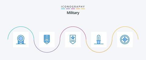 militar azul 5 5 icono paquete incluso objetivo. militar. militar. insignia. arma vector