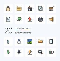 20 Basic Ui Elements Line Filled Color icon Pack like trolley pin building navigation map vector