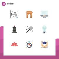 9 User Interface Flat Color Pack of modern Signs and Symbols of digging figure srilanka chess arrow Editable Vector Design Elements