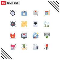 User Interface Pack of 16 Basic Flat Colors of cheese content storage estate big data development pad Editable Pack of Creative Vector Design Elements