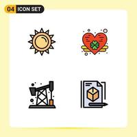 Set of 4 Modern UI Icons Symbols Signs for sun waste spring saint patrick box Editable Vector Design Elements