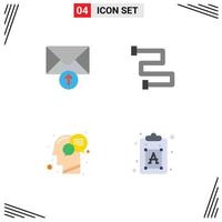 Pictogram Set of 4 Simple Flat Icons of mail mind bathroom communication creative Editable Vector Design Elements