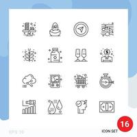 16 Outline concept for Websites Mobile and Apps agriculture party egg song pointer Editable Vector Design Elements