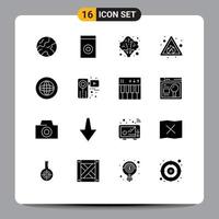 Modern Set of 16 Solid Glyphs Pictograph of help communication healthy center risk Editable Vector Design Elements