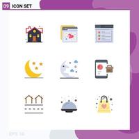 9 Universal Flat Colors Set for Web and Mobile Applications cloud cloud web moon website Editable Vector Design Elements