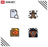 Stock Vector Icon Pack of 4 Line Signs and Symbols for search ad document gingerbread men headline Editable Vector Design Elements