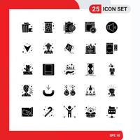 Universal Icon Symbols Group of 25 Modern Solid Glyphs of speaker computing report compass file Editable Vector Design Elements