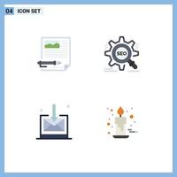 4 Creative Icons Modern Signs and Symbols of edit setting document seo inbox Editable Vector Design Elements