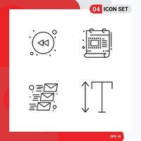 Pictogram Set of 4 Simple Filledline Flat Colors of arrow mailing creative scale font Editable Vector Design Elements