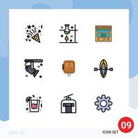 9 User Interface Filledline Flat Color Pack of modern Signs and Symbols of light bright website webpage page Editable Vector Design Elements