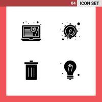 Editable Vector Line Pack of Simple Solid Glyphs of customer garbage corps basket bulb Editable Vector Design Elements