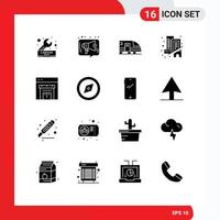 Set of 16 Modern UI Icons Symbols Signs for real estate media building train Editable Vector Design Elements