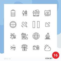 User Interface Pack of 16 Basic Outlines of badge pc bed tv monitor Editable Vector Design Elements