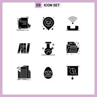 Universal Icon Symbols Group of 9 Modern Solid Glyphs of intelligent autonomous map pin artificial support Editable Vector Design Elements