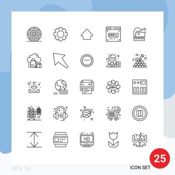 25 usuario interfaz línea paquete de moderno señales y símbolos de pasión amor flecha clásico descifrador editable vector diseño elementos