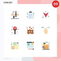 Set of 9 Modern UI Icons Symbols Signs for bed lollipop clip board food cooking Editable Vector Design Elements