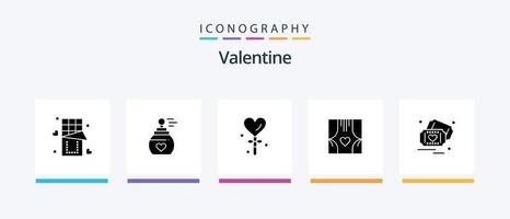 Valentine Glyph 5 Icon Pack Including heart. day. perfume. valentines.. Creative Icons Design vector