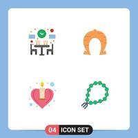 Modern Set of 4 Flat Icons and symbols such as couple candle time horseshoe love Editable Vector Design Elements