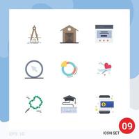 Pictogram Set of 9 Simple Flat Colors of point cursor house click slider Editable Vector Design Elements