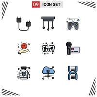 Set of 9 Modern UI Icons Symbols Signs for filling support interior question faq Editable Vector Design Elements