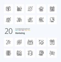 20 Marketing Line icon Pack like marketing sale tag events sale market vector