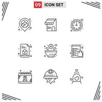 User Interface Pack of 9 Basic Outlines of check list pharmacy clock mortar printing Editable Vector Design Elements