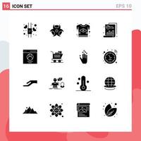 Universal Icon Symbols Group of 16 Modern Solid Glyphs of profile communication country graph bar Editable Vector Design Elements