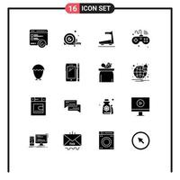 Solid Glyph Pack of 16 Universal Symbols of wifi iot tool internet treadmill Editable Vector Design Elements