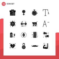 Pictogram Set of 16 Simple Solid Glyphs of server analytics launch superscript stopwatch Editable Vector Design Elements