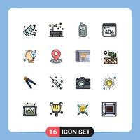 Set of 16 Modern UI Icons Symbols Signs for website error network development wireless Editable Creative Vector Design Elements