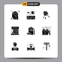 Universal Icon Symbols Group of 9 Modern Solid Glyphs of control backlog bee quality control machine Editable Vector Design Elements