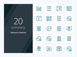 20 Network And Database Blue Color icon for presentation vector