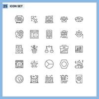 Modern Set of 25 Lines and symbols such as bowl manager greece user coding Editable Vector Design Elements