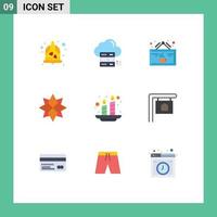 Set of 9 Modern UI Icons Symbols Signs for xmas holiday share decoration cup Editable Vector Design Elements