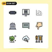 9 User Interface Filledline Flat Color Pack of modern Signs and Symbols of real landmarks business estate trends Editable Vector Design Elements