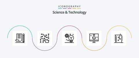 Science And Technology Line 5 Icon Pack Including eco testing. biology. physical science. machine learning. deep learning vector