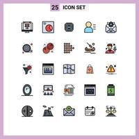 Set of 25 Modern UI Icons Symbols Signs for gear mail system persona education Editable Vector Design Elements