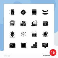 Set of 16 Modern UI Icons Symbols Signs for payment thailand train street food Editable Vector Design Elements