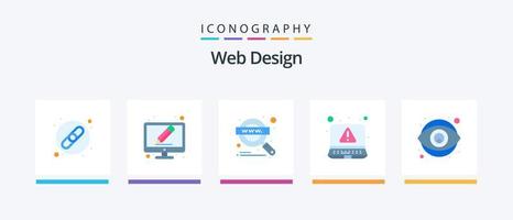 Web Design Flat 5 Icon Pack Including eye. design. magnify glass. creativity. error. Creative Icons Design vector