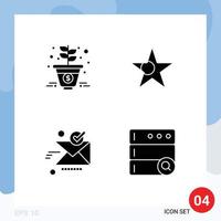 4 4 temático vector sólido glifos y editable símbolos de crecimiento expedido dinero estrella bueno editable vector diseño elementos